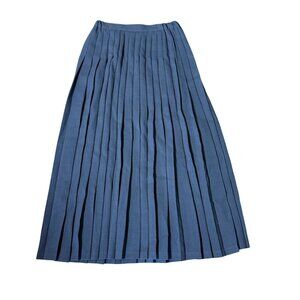 Vintage Jaeger 100% Wool Pleated Skirt preppy UK 8 USA 6 Navy Blue READ